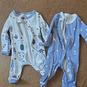 Unbranded Light Blue & Blue Baby Footed One-Piece Pajamas - 2-Pack